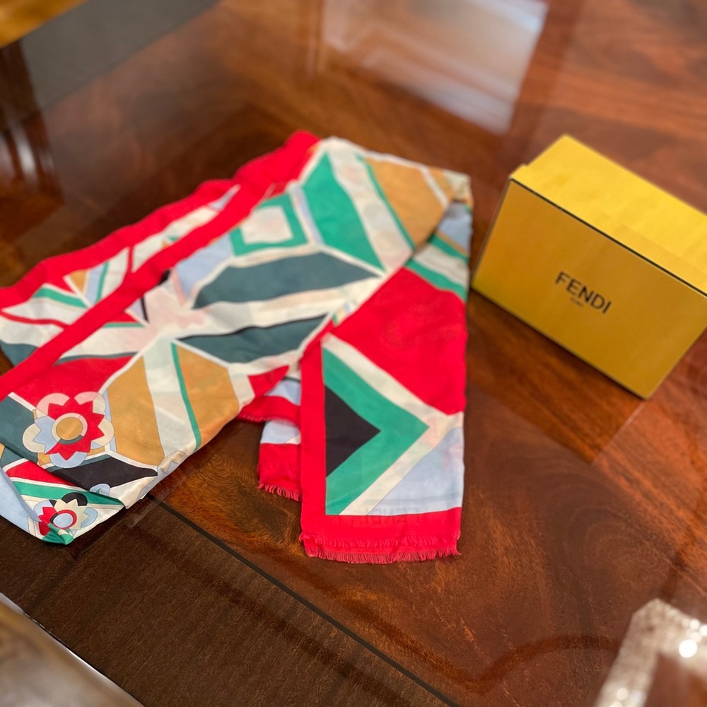 FENDI floral shape print scarf